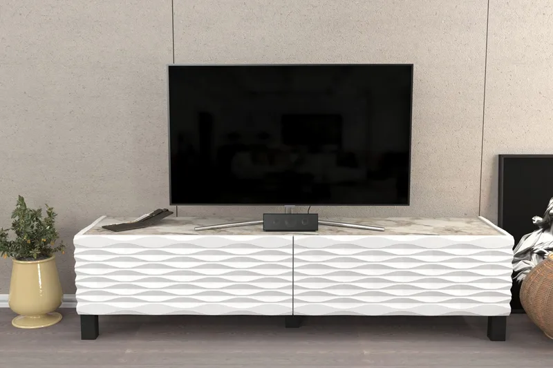 Rinorea Golvstående TV-bänk 149,2 cm med Förvaring i Målat Trä - Vit - Möbler - Tv möbel & mediamöbel - TV bänk & mediabänk