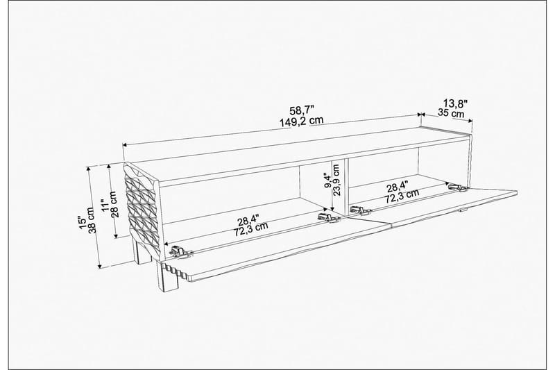 Rinorea Golvstående TV-bänk 149,2x38 cm med Förvaring i Ek - Vit - Möbler - Tv möbel & mediamöbel - TV bänk & mediabänk