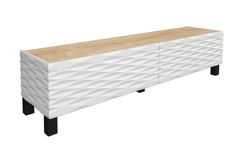 Rinorea Golvstående TV-bänk 149,2x38 cm med Förvaring i Ek, Vit