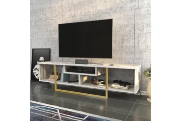 Rinorea Golvstående TV Bänk 150 cm i Trä med Metallunderrede och Förvaring - Vit - Möbler - Tv möbel & mediamöbel - TV bänk & mediabänk