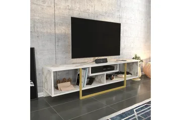 Rinorea Golvstående TV Bänk 150 cm i Trä med Metallunderrede och Förvaring - Vit - Möbler - Tv möbel & mediamöbel - TV bänk & mediabänk