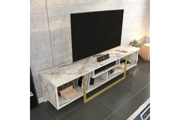 Rinorea Golvstående TV Bänk 150 cm i Trä med Metallunderrede och Förvaring - Vit - Möbler - Tv möbel & mediamöbel - TV bänk & mediabänk