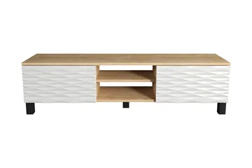 Rinorea Golvstående TV-bänk 150 cm med Förvaring i Ek - Vit - Möbler - Tv möbel & mediamöbel - TV bänk & mediabänk