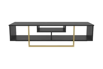 Rinorea Golvstående Tv Bänk 150 cm med Förvaring i Målat Trä med gulddetaljer - Svart - Möbler - Tv möbel & mediamöbel - TV bänk & mediabänk