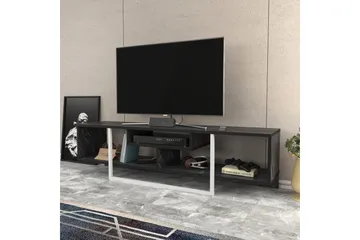 Rinorea Golvstående Tv Bänk 150 cm med Förvaring i Målat Trä och marmorutseende - Svart - Möbler - Tv möbel & mediamöbel - TV bänk & mediabänk