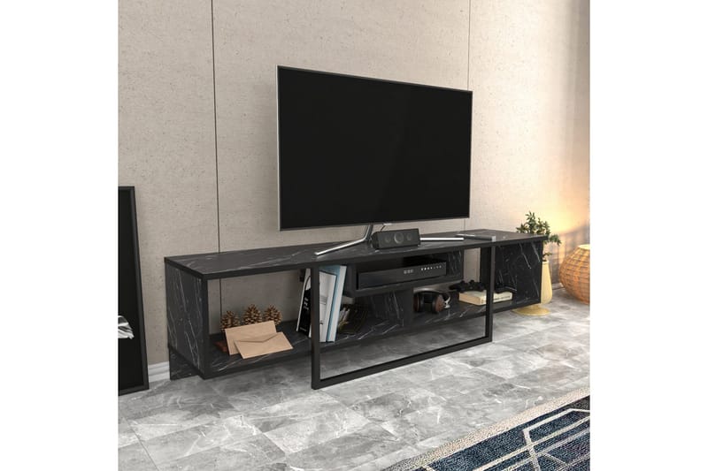 Rinorea Golvstående Tv Bänk 150 cm med Förvaring i Målat Trä - Svart - Möbler - Tv möbel & mediamöbel - TV bänk & mediabänk