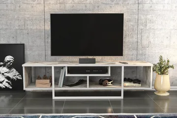 Rinorea Golvstående Tv Bänk 150 cm med Förvaring i Trä - Vit - Möbler - Tv möbel & mediamöbel - TV bänk & mediabänk