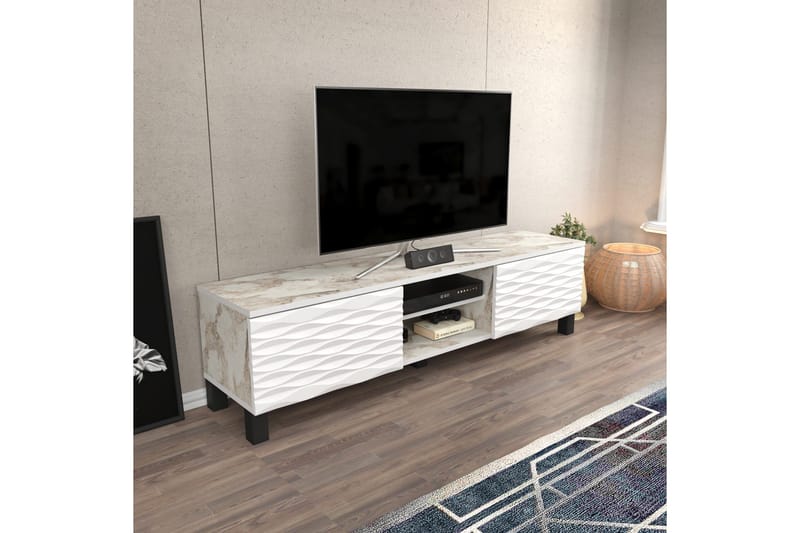 Rinorea Golvstående TV-bänk 150 cm med Förvaring i Trä - Vit - Möbler - Tv möbel & mediamöbel - TV bänk & mediabänk