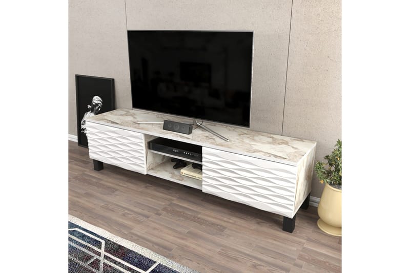 Rinorea Golvstående TV-bänk 150 cm med Förvaring i Trä - Vit - Möbler - Tv möbel & mediamöbel - TV bänk & mediabänk