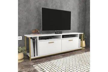 Rinorea Golvstående Tv Bänk 160 cm med Förvaring i Målat Trä - Vit - Möbler - Tv möbel & mediamöbel - TV bänk & mediabänk