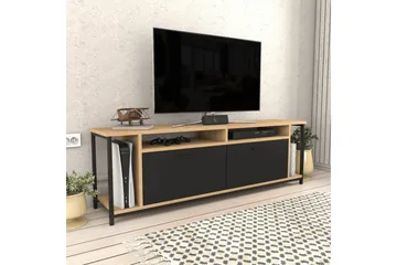 Rinorea Golvstående TV-bänk 160 cm med Förvaring i Mörkt Trä - Svart - Möbler - Tv möbel & mediamöbel - TV bänk & mediabänk
