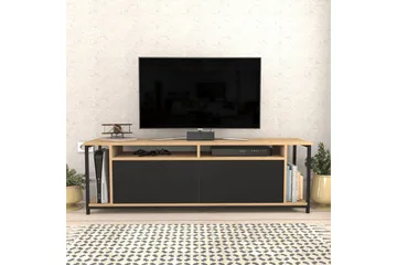Rinorea Golvstående TV-bänk 160 cm med Förvaring i Mörkt Trä - Svart - Möbler - Tv möbel & mediamöbel - TV bänk & mediabänk