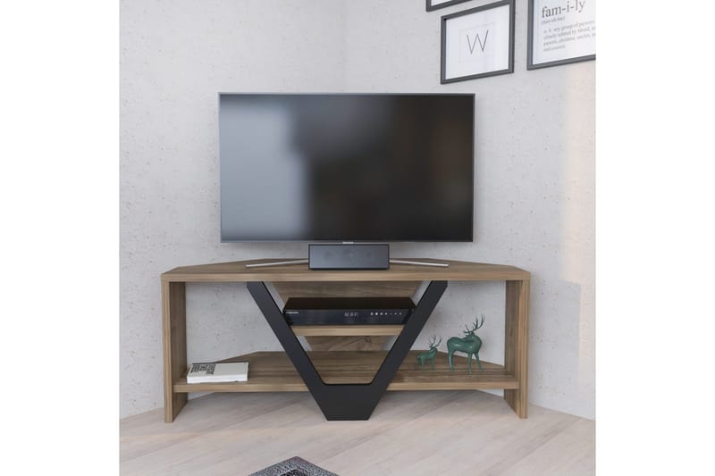 Rinorea Golvstående Tv Bänk 90 cm med Förvaring i Mörkt Trä - Brun - Möbler - Tv möbel & mediamöbel - TV bänk & mediabänk
