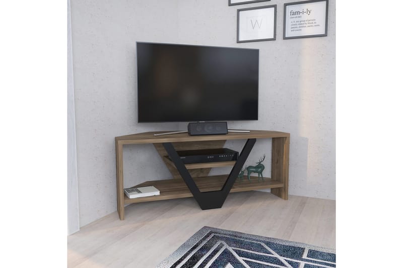 Rinorea Golvstående Tv Bänk 90 cm med Förvaring i Mörkt Trä - Brun - Möbler - Tv möbel & mediamöbel - TV bänk & mediabänk