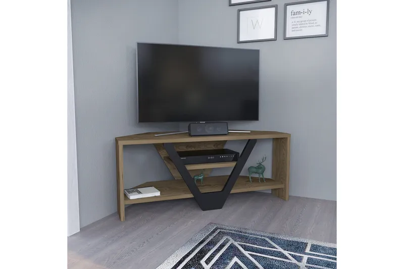 Rinorea Golvstående Tv Bänk 90 cm med Förvaring i Mörkt Trä - Ljusbrun - Möbler - Tv möbel & mediamöbel - TV bänk & mediabänk