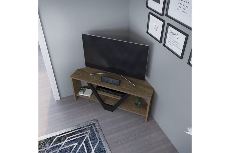 Rinorea Golvstående Tv Bänk 90 cm med Förvaring i Mörkt Trä - Ljusbrun - Möbler - Tv möbel & mediamöbel - TV bänk & mediabänk
