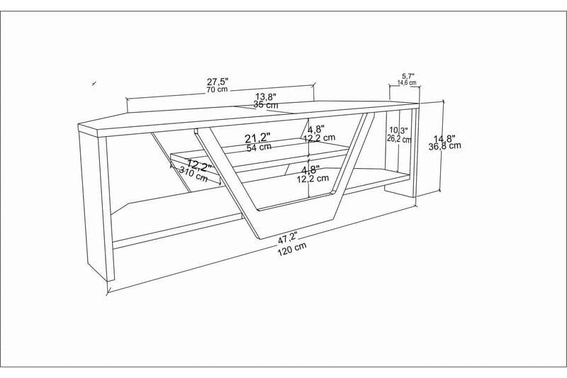 Rinorea Tv-bänk 120x36,8 cm - Vit - TV bänk & mediabänk