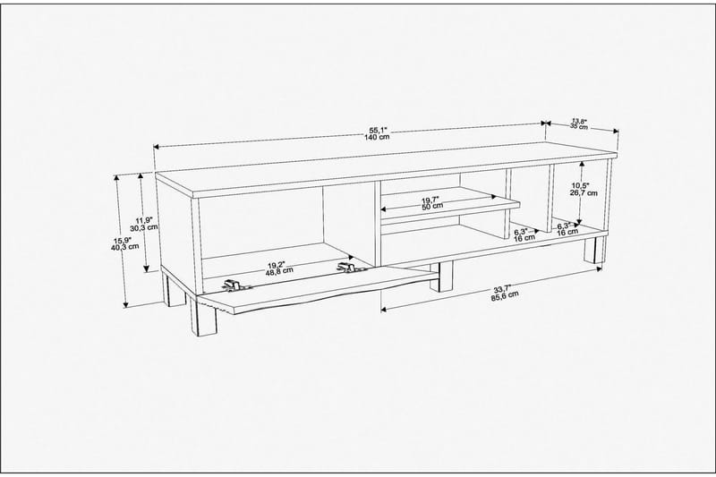 Rinorea Tv-bänk 140x40,3 cm - Blå - TV bänk & mediabänk