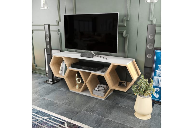 Rinorea Tv-bänk 140x55,5 cm - Vit - Möbler - Tv möbel & mediamöbel - TV bänk & mediabänk