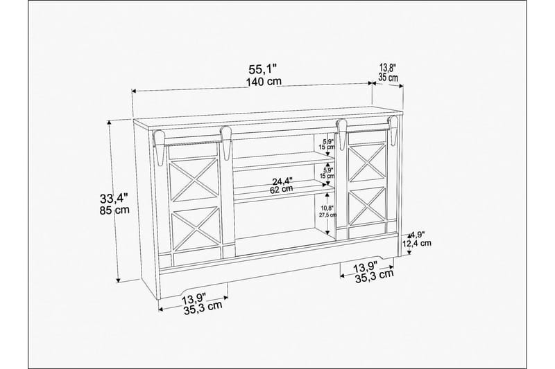 Rinorea Tv-bänk 140x85 cm - Blå - Möbler - Tv möbel & mediamöbel - TV bänk & mediabänk