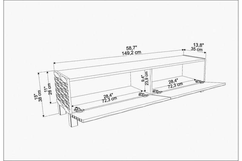 Rinorea Tv-bänk 149,2x38 cm - Blå - Möbler - Tv möbel & mediamöbel - TV bänk & mediabänk