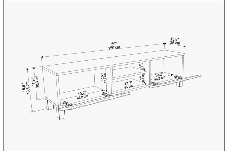 Rinorea Tv-bänk 150x40,3 cm - Blå - TV bänk & mediabänk