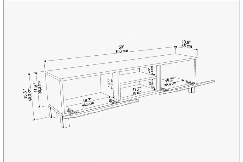 Rinorea Tv-bänk 150x40,3 cm - Vit - Möbler - Tv möbel & mediamöbel - TV bänk & mediabänk