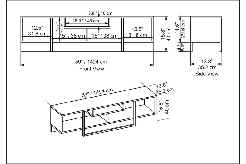 Rinorea Tv-bänk 150x40 cm - Vit - TV bänk & mediabänk