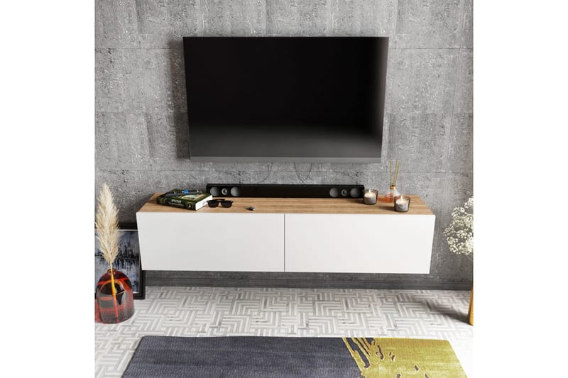 Rinorea Tv-bänk 159,7x34,1 cm - Vit - TV bänk & mediabänk