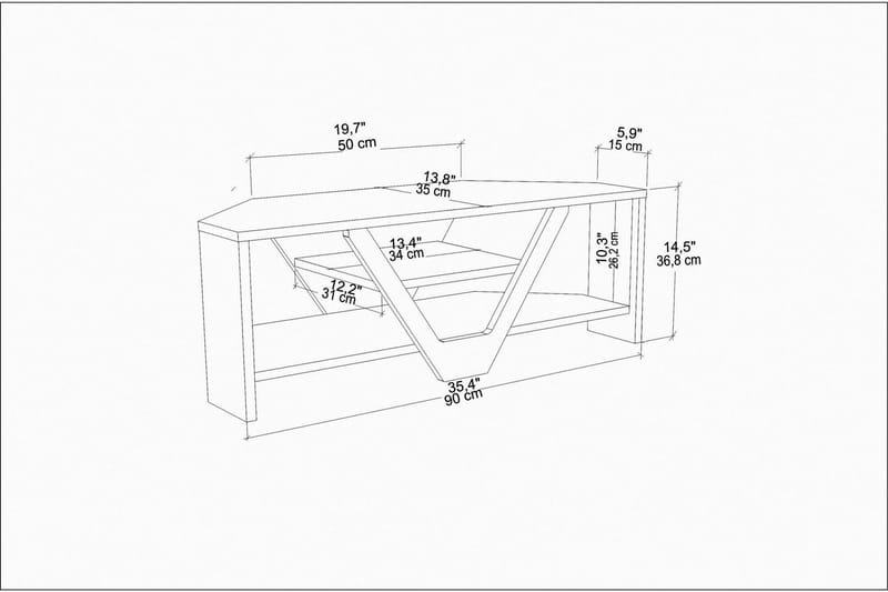 Rinorea Tv-bänk 90x36,8 cm - Brun - TV bänk & mediabänk