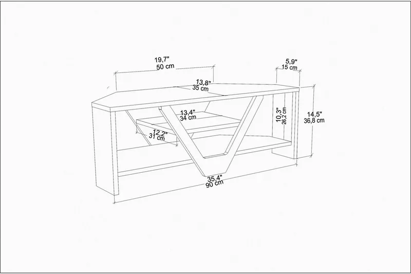 Rinorea Tv-bänk 90x36,8 cm - Brun - Möbler - Tv möbel & mediamöbel - TV bänk & mediabänk