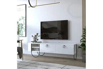 Riskalen Golvstående TV Bänk 150 cm med Förvaring i Målat Trä - Vit - Möbler - Tv möbel & mediamöbel - TV bänk & mediabänk
