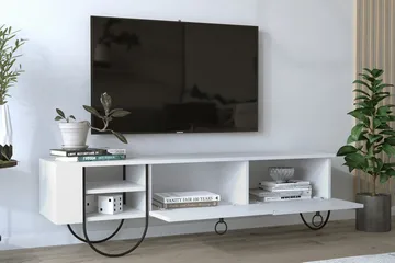 Riskalen Golvstående TV Bänk 150 cm med Förvaring i Målat Trä - Vit - Möbler - Tv möbel & mediamöbel - TV bänk & mediabänk