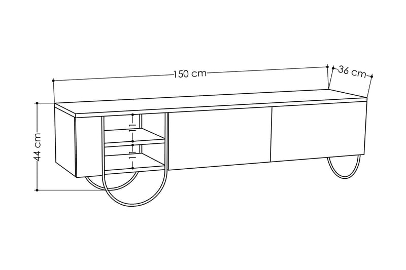 Riskalen TV-bänk 150 cm - Grå - Möbler - Tv möbel & mediamöbel - TV bänk & mediabänk