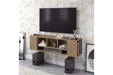 Risnabben Väggmonterad TV Bänk 135 cm med Förvaring i Mörkt Trä - Brun - Möbler - Tv möbel & mediamöbel - TV bänk & mediabänk