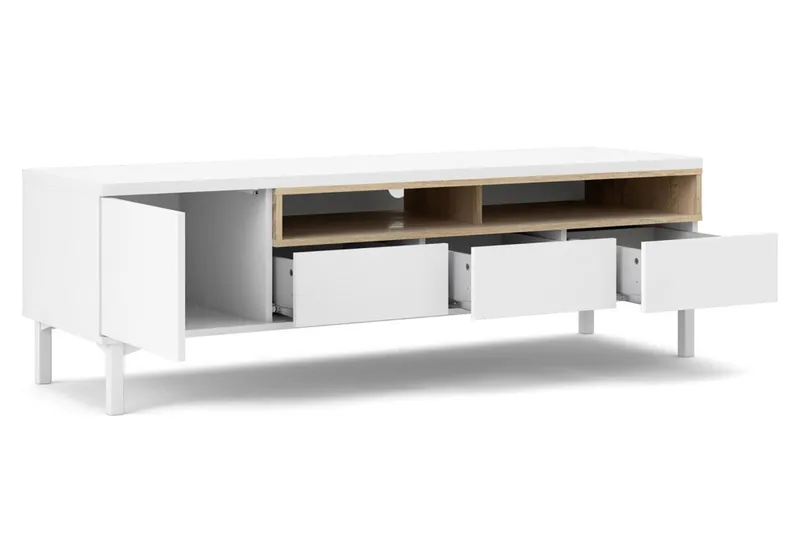 Roomers TV-Bänk 155,7 cm - Vit/Ek - Möbler - Tv möbel & mediamöbel - TV bänk & mediabänk
