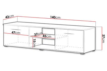 Ruskelsby TV-bänk 140 cm - Ek/Svart - Möbler - Tv möbel & mediamöbel - TV bänk & mediabänk