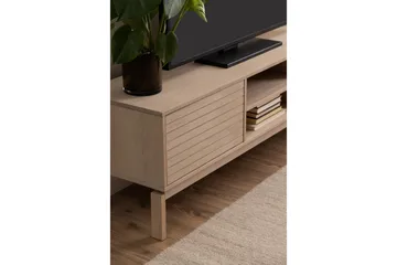 Sakie Golvstående Tv Bänk 160 cm med Förvaring i Ljust Trä - Ljusbeige - Möbler - Tv möbel & mediamöbel - TV bänk & mediabänk