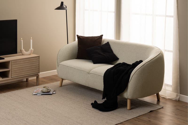 Sakie Golvstående Tv Bänk 160 cm med Förvaring i Ljust Trä - Ljusbeige - Möbler - Tv möbel & mediamöbel - TV bänk & mediabänk