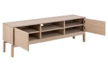 Sakie Golvstående Tv Bänk 160 cm med Förvaring i Ljust Trä - Ljusbeige - Möbler - Tv möbel & mediamöbel - TV bänk & mediabänk