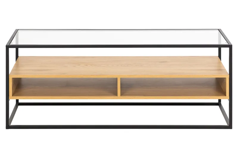 Sakila Golvstående Tv Bänk 120 cm med Förvaring i Metall med Trähylla - Svart - Möbler - Tv möbel & mediamöbel - TV bänk & mediabänk