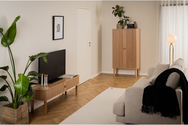 Samay Golvstående Tv Bänk 140 cm med Förvaring i Ek - Brun - Möbler - Tv möbel & mediamöbel - TV bänk & mediabänk