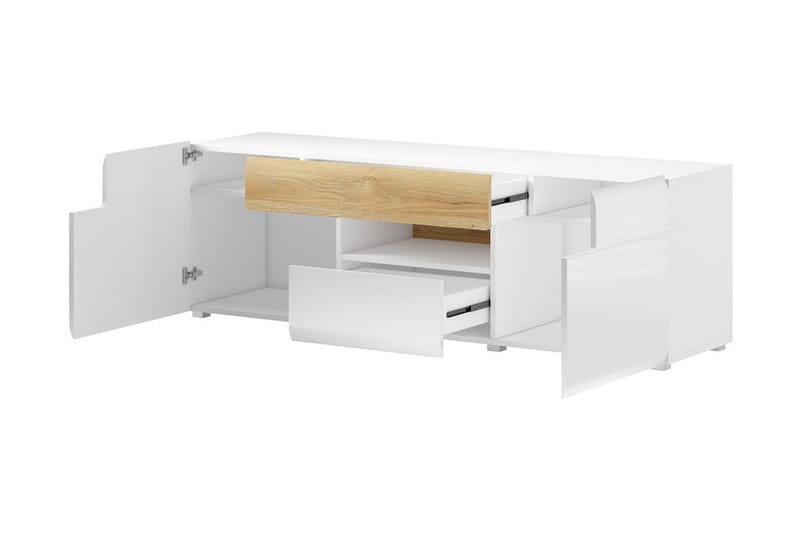 Saran TV-bänk 159 cm - Ek/Vit högglans - Möbler - Tv möbel & mediamöbel - TV bänk & mediabänk