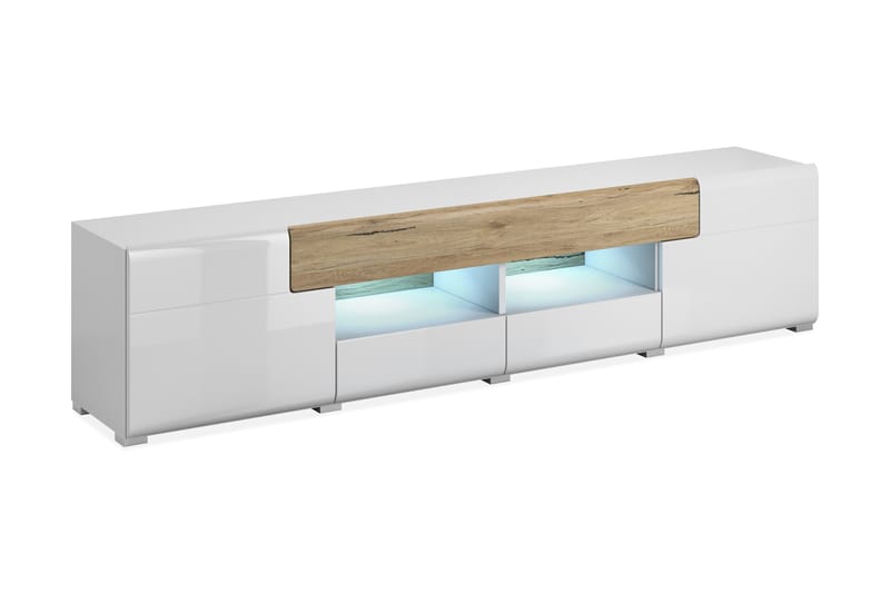 Saran TV-bänk 208 cm - Ek/Vit högglans - Möbler - Tv möbel & mediamöbel - TV bänk & mediabänk