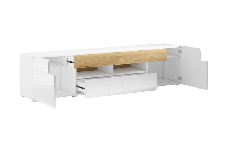Saran TV-bänk 208 cm - Ek/Vit högglans - Möbler - Tv möbel & mediamöbel - TV bänk & mediabänk