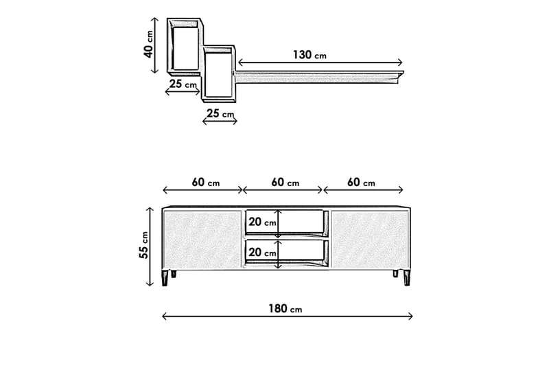 Sarisu Tv-bänk 180 cm - Vit - Möbler - Tv möbel & mediamöbel - TV bänk & mediabänk