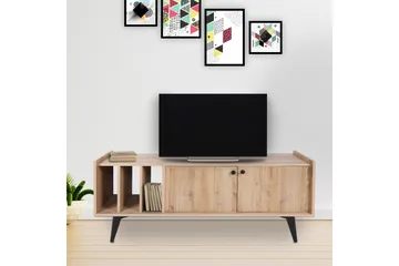Schmida Golvstående TV-bänk 150 cm med Förvaring i Ljust Trä - Ljusbrun - Möbler - Tv möbel & mediamöbel - TV bänk & mediabänk