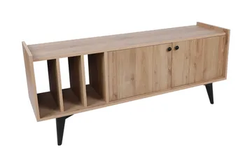 Schmida Golvstående TV-bänk 150 cm med Förvaring i Ljust Trä - Ljusbrun - Möbler - Tv möbel & mediamöbel - TV bänk & mediabänk