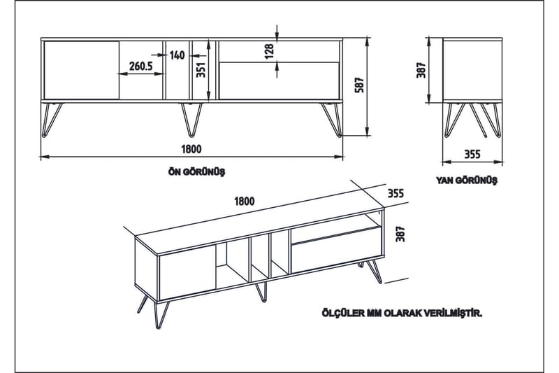 Schwefel TV-Bänk 180 cm - Valnöt|Svart|Vit - Möbler - Tv möbel & mediamöbel - TV bänk & mediabänk