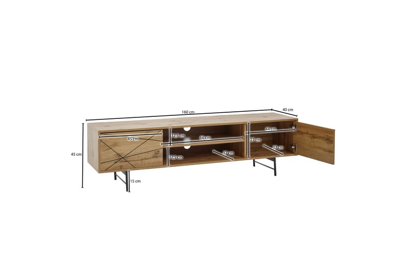 Seddik Tv-bänk 45x160 cm Rektangulär - Brun - Möbler - Tv möbel & mediamöbel - TV bänk & mediabänk